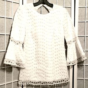 VANESSA FOX WHITE EMBROIDERED TOP Sz 0